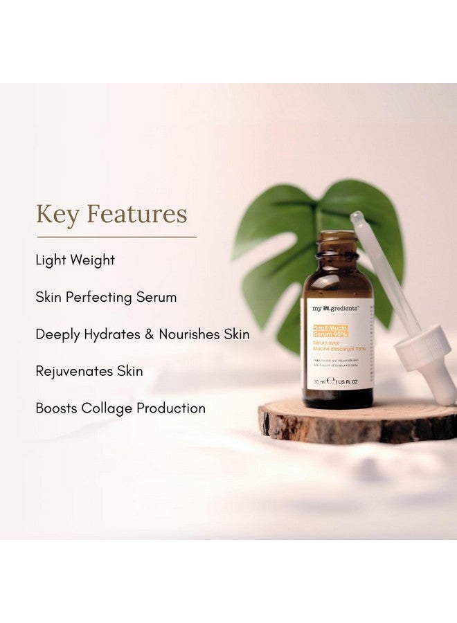 ماسك بار مصل My In.Gredients Snail Mucin Serum، مصل ترطيب بنسبة 95% للوجه، علاج خفيف الوزن مثالي للبشرة، تم تركيبه لترطيب وإصلاح البشرة وامتصاصها بسرعة 1 أونصة سائلة (30 مل) - Image 3