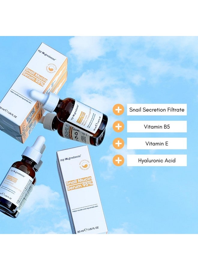 ماسك بار مصل My In.Gredients Snail Mucin Serum، مصل ترطيب بنسبة 95% للوجه، علاج خفيف الوزن مثالي للبشرة، تم تركيبه لترطيب وإصلاح البشرة وامتصاصها بسرعة 1 أونصة سائلة (30 مل) - Image 5