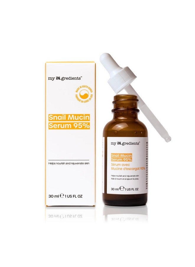 ماسك بار مصل My In.Gredients Snail Mucin Serum، مصل ترطيب بنسبة 95% للوجه، علاج خفيف الوزن مثالي للبشرة، تم تركيبه لترطيب وإصلاح البشرة وامتصاصها بسرعة 1 أونصة سائلة (30 مل) - Image 1