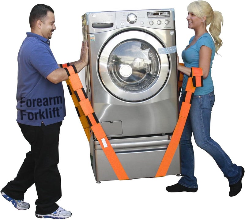 Forearm Forklift 2-Person Lifting and Moving Straps; Lift, Move and Carry Furniture, Appliances, Mattresses or Any Item up to 800 lbs. Safely and Easily Like a Pro, Orange - Image 1