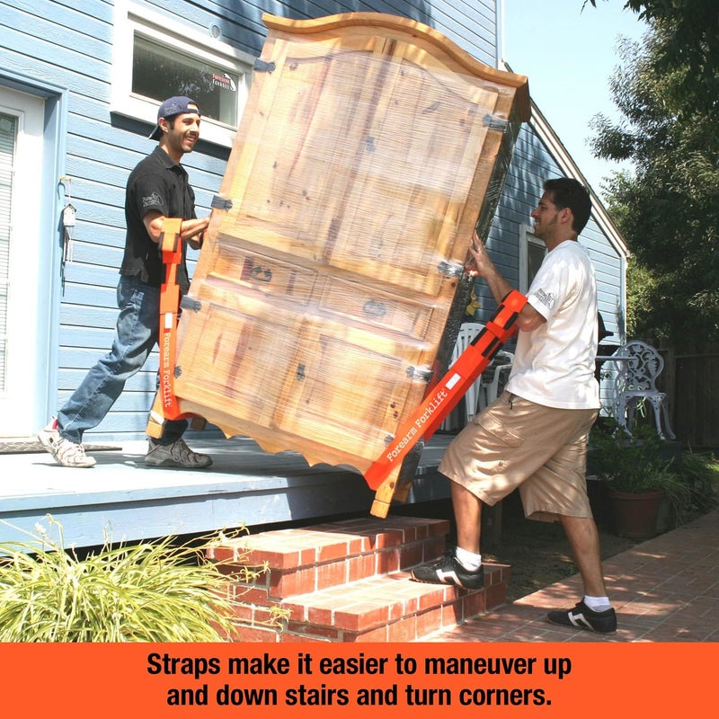 Forearm Forklift 2-Person Lifting and Moving Straps; Lift, Move and Carry Furniture, Appliances, Mattresses or Any Item up to 800 lbs. Safely and Easily Like a Pro, Orange - Image 5