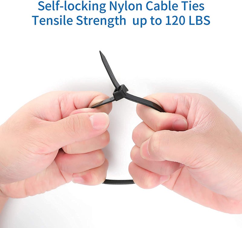 SCHOFIC Cable Zip Ties Heavy Duty 250 MM [Size 10.1 INCH], Ultra Strong Plastic [Polyamide] Wire Ties with [120 Pounds] Tensile Strength, Nylon Tie Wraps with 7.2 MM Width (300, BLACK) - Image 4