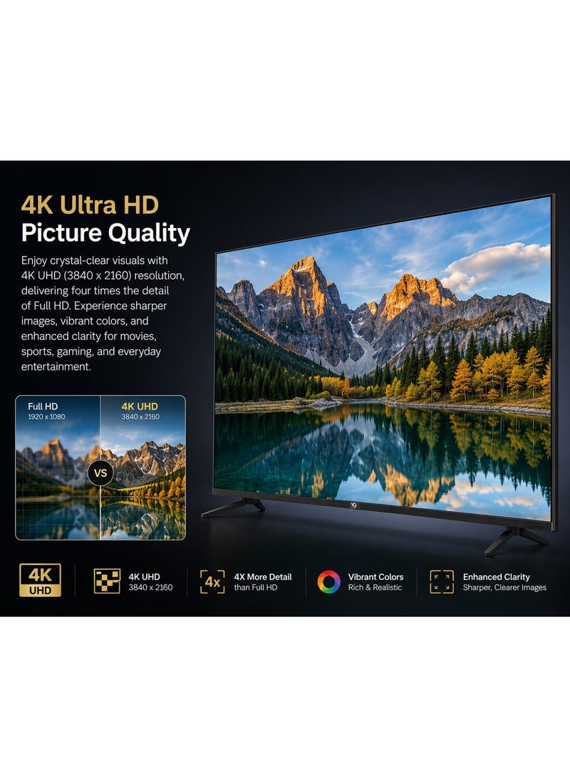 VG 55 Inch 4K UHD Android Smart TV (2026 Model - UAE Version) 55" Ultra HD Smart Television with Android 15 OS | A+ Grade Panel | DVB-T2/S2 Digital Tuner | Edgeless Design | HDMI, USB | LED Television | Free Wall Mount Included - VGLED55AOU - Image 4