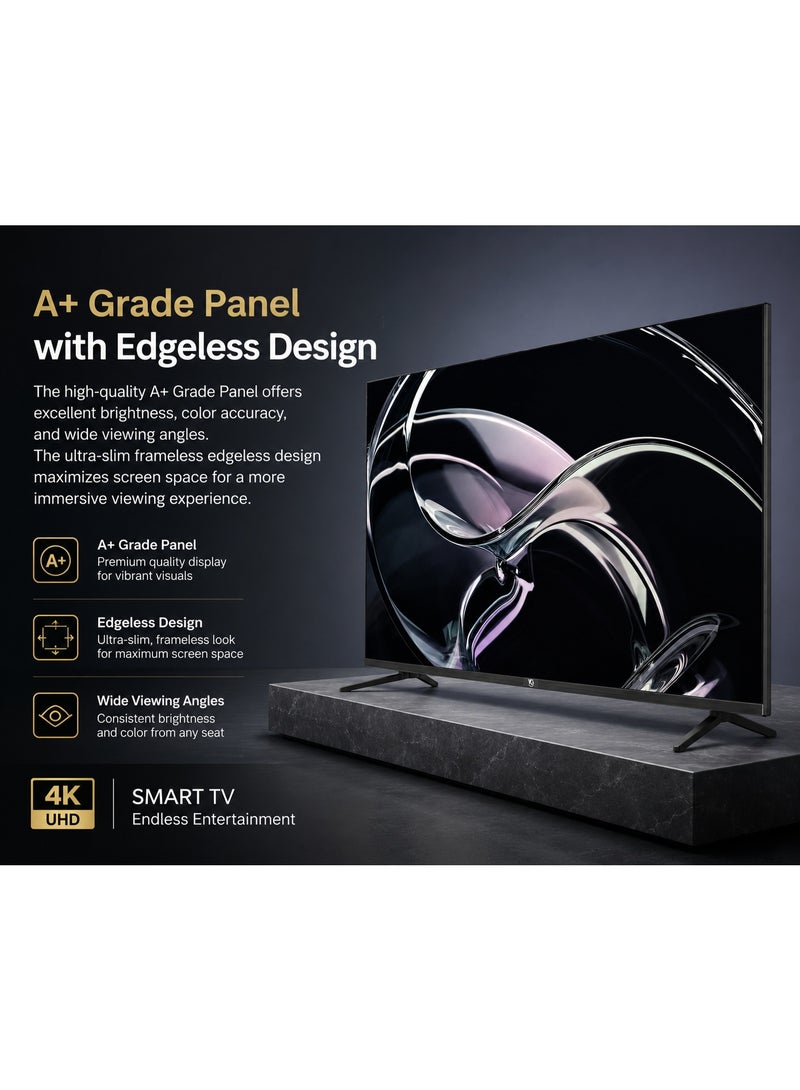 VG 55 Inch 4K UHD Android Smart TV (2026 Model - UAE Version) 55" Ultra HD Smart Television with Android 15 OS | A+ Grade Panel | DVB-T2/S2 Digital Tuner | Edgeless Design | HDMI, USB | LED Television | Free Wall Mount Included - VGLED55AOU - Image 5