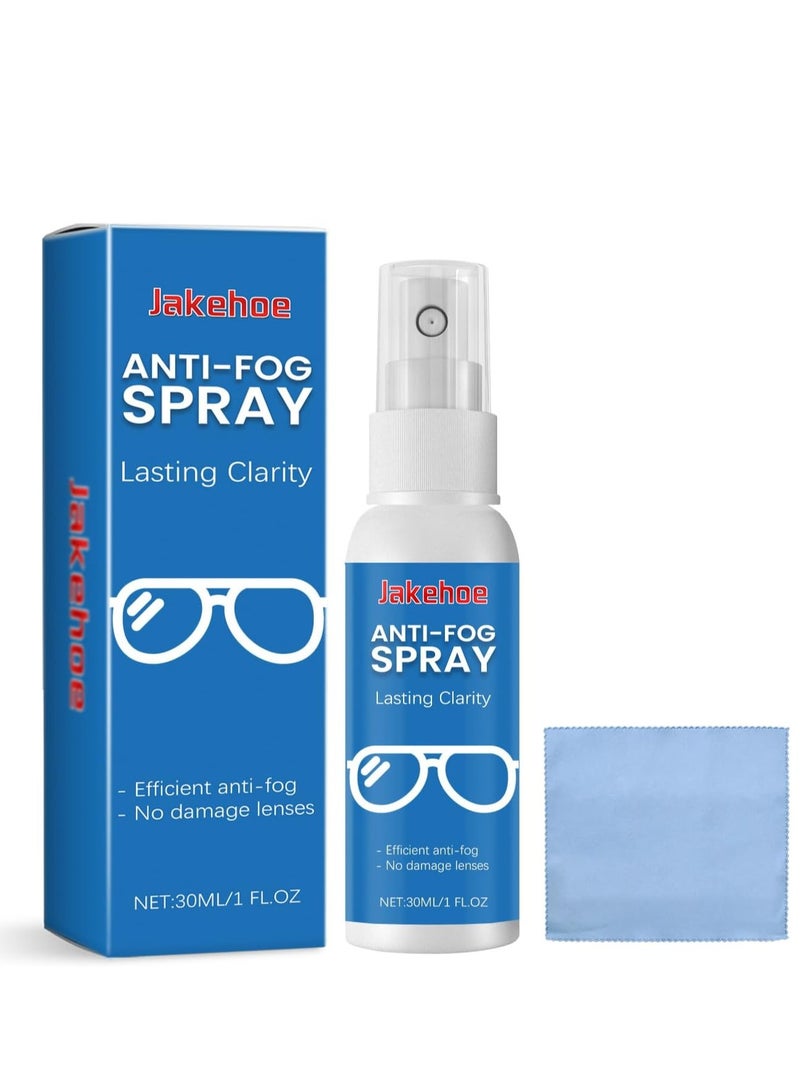 Jakehoe Eyeglass Lens Cleaner Kit - 30ML Lens Cleaner Spray Bottle + 1 Microfiber Cleaning Cloth - Safe for All Lenses, Eyeglasses, and Screens - Clear - Image 1