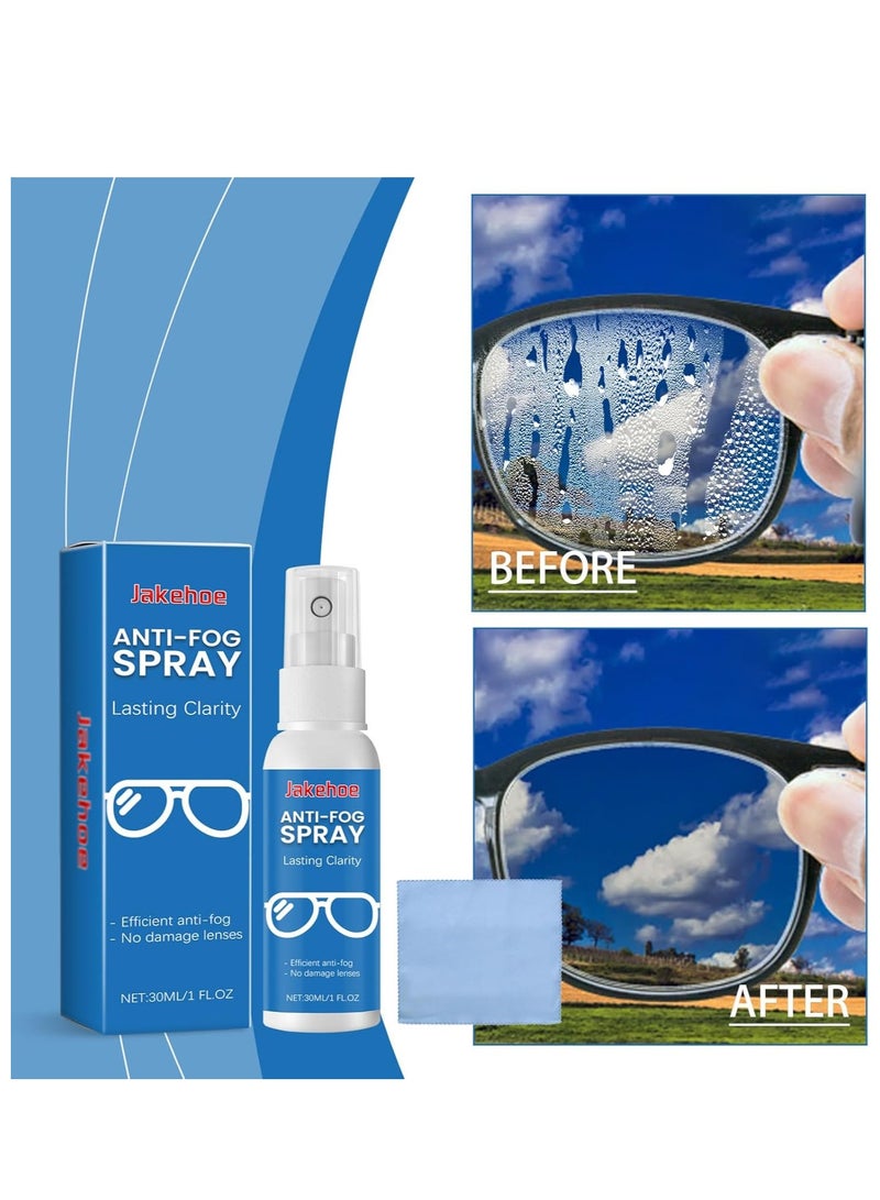 Jakehoe Eyeglass Lens Cleaner Kit - 30ML Lens Cleaner Spray Bottle + 1 Microfiber Cleaning Cloth - Safe for All Lenses, Eyeglasses, and Screens - Clear - Image 2