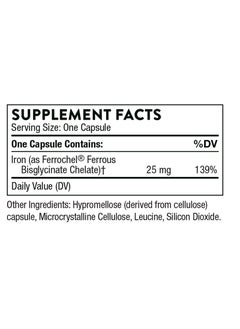 Thorne Iron Bisglycinate - 60 Capsules Dietary Supplement  - Image 2