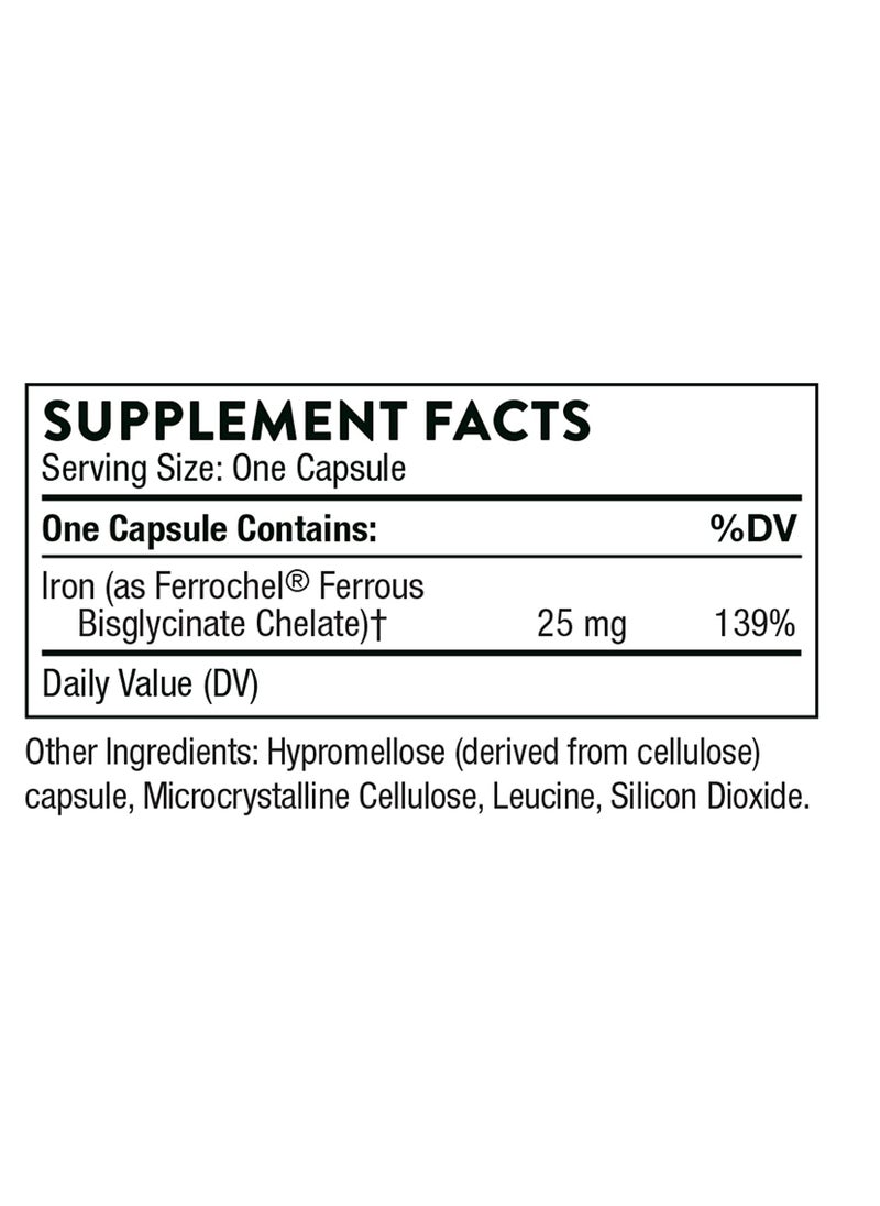 Thorne - Iron Bisglycinate - 60 Capsules Dietary Supplement - Image 1