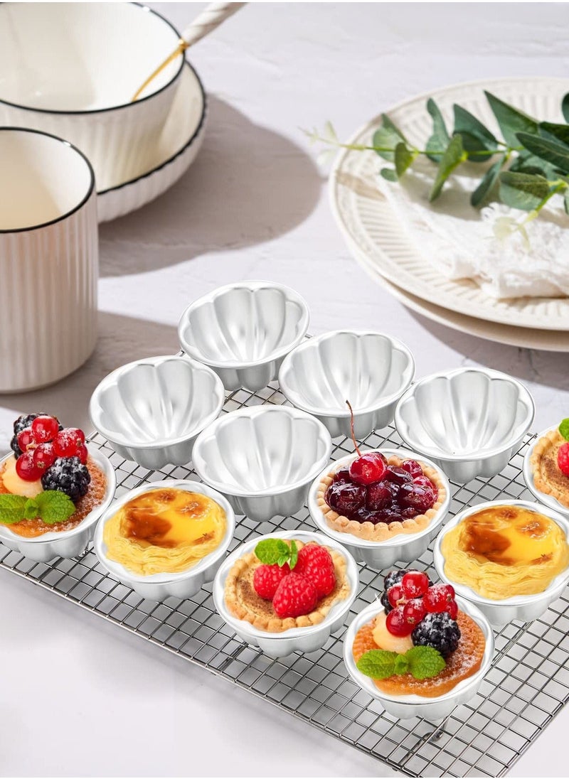 Y&D 12 Pack Flower Shaped Egg Tart Molds, Aluminum Alloy Pudding and Cake Baking Cups, Reusable Cupcake Muffin Jelly Non-Stick Kitchen Accessories  - Image 5