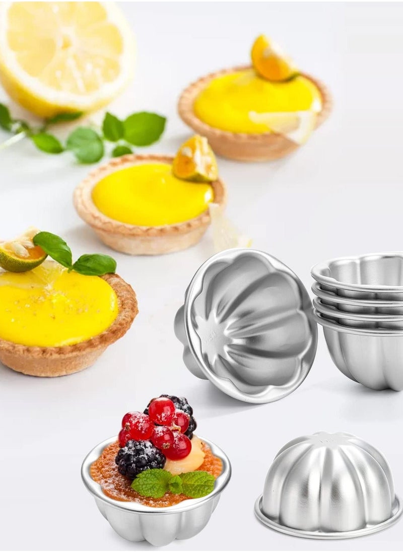 12 Pack Flower Shaped Egg Tart Molds, Aluminum Alloy Pudding and Cake Baking Cups, Reusable Cupcake Muffin Jelly Non-Stick Kitchen Accessories