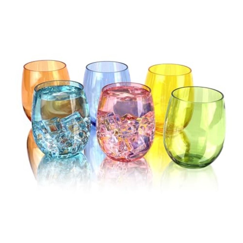 Set of 6 Acrylic Wine Glasses, 18-ounce Plastic Tumbler for Party Use, BPA Free, Dishwasher Safe Multi color - Image 4