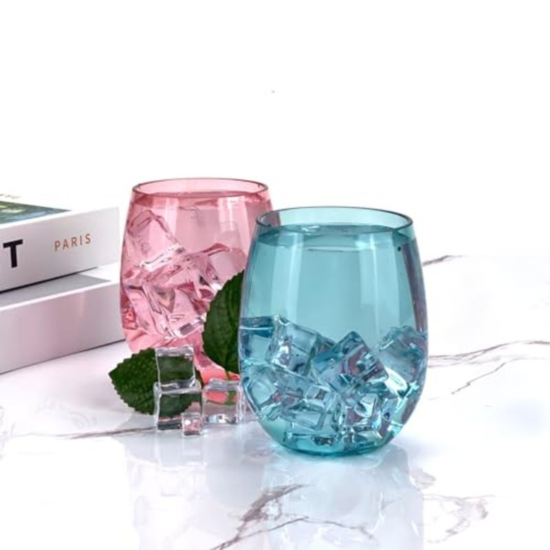 Set of 6 Acrylic Wine Glasses, 18-ounce Plastic Tumbler for Party Use, BPA Free, Dishwasher Safe Multi color - Image 3