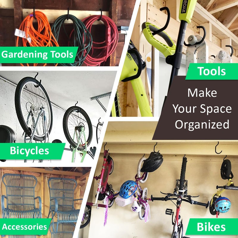 Etoolia 6 Pack Heavy Duty Garage Bike Storage and Utility Hooks-5.7 Inches for Garage Wall and Ceiling-Garage Hooks for Hanging Bicycle,Hose,Cords,and Garden Tools - Image 3