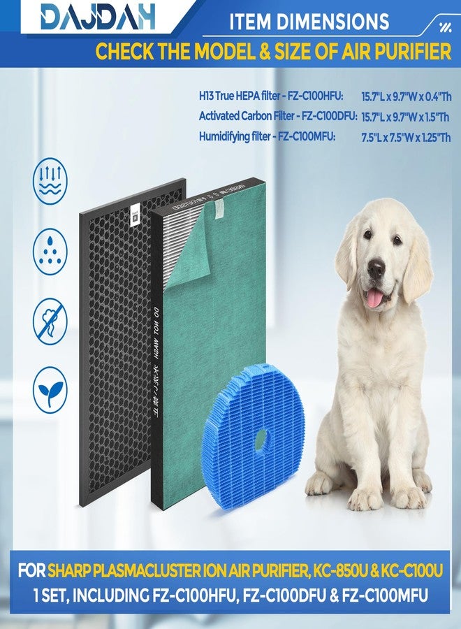 DAJDAH KC-850U KC850U Replacement Filter Kit Compatible with Sharp KC-850U Replacement Filter for Sharp True HEPA Air Purifier KC-850U and KC-C100U, 1-Set Includes 1 FZ-C100HFU, 1 FZ-C100DFU & 1 FZ-C100MFU - Image 3