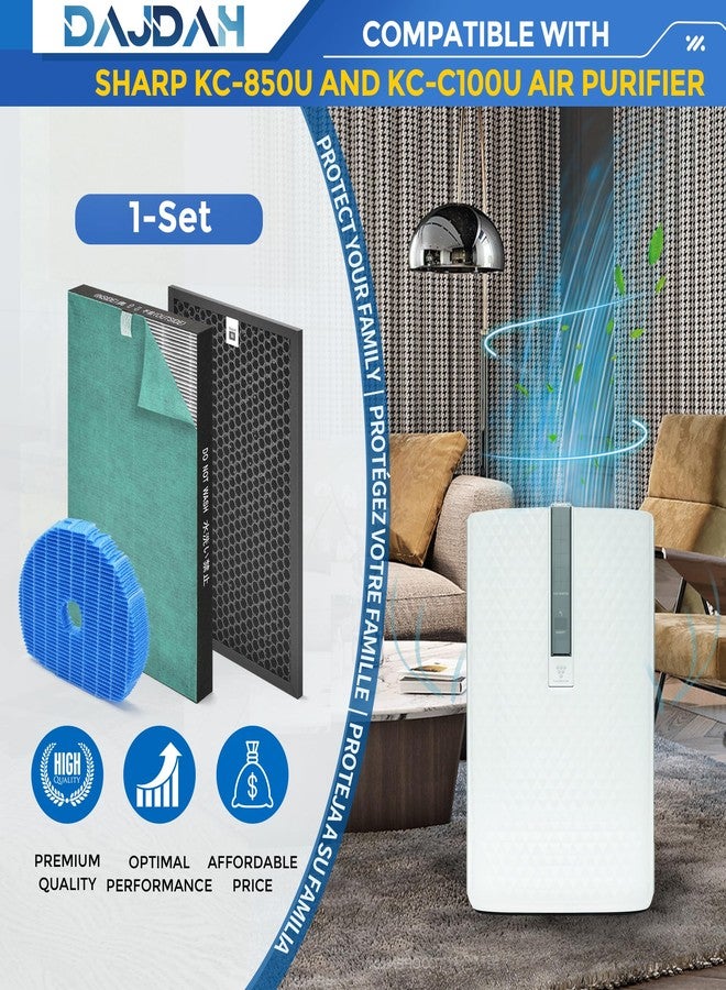 DAJDAH KC-850U KC850U Replacement Filter Kit Compatible with Sharp KC-850U Replacement Filter for Sharp True HEPA Air Purifier KC-850U and KC-C100U, 1-Set Includes 1 FZ-C100HFU, 1 FZ-C100DFU & 1 FZ-C100MFU - Image 2