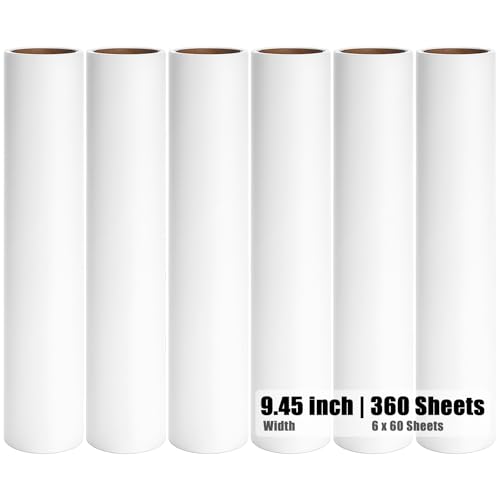 MINGRACE 6 Pack 9.45 inch Lint Roller Refill Extra Sticky 9.4-9.5 inch Wide Large Lint Roller Refills for Floor Pet Hair Remover Replacement Refills Total 360 Sheets (6 Sticky Rolls) - Image 1