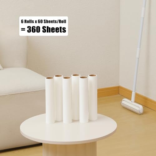 MINGRACE 6 Pack 9.45 inch Lint Roller Refill Extra Sticky 9.4-9.5 inch Wide Large Lint Roller Refills for Floor Pet Hair Remover Replacement Refills Total 360 Sheets (6 Sticky Rolls) - Image 5