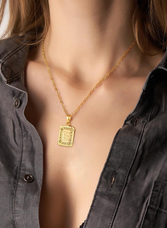 U7 Monogram Necklace Graduation Gift 18K Gold Plated Square Script Initial Jewelry Letter E Pendant with Chain - Image 2