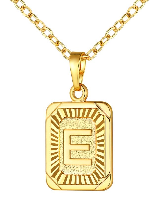 U7 Monogram Necklace Graduation Gift 18K Gold Plated Square Script Initial Jewelry Letter E Pendant with Chain - Image 1