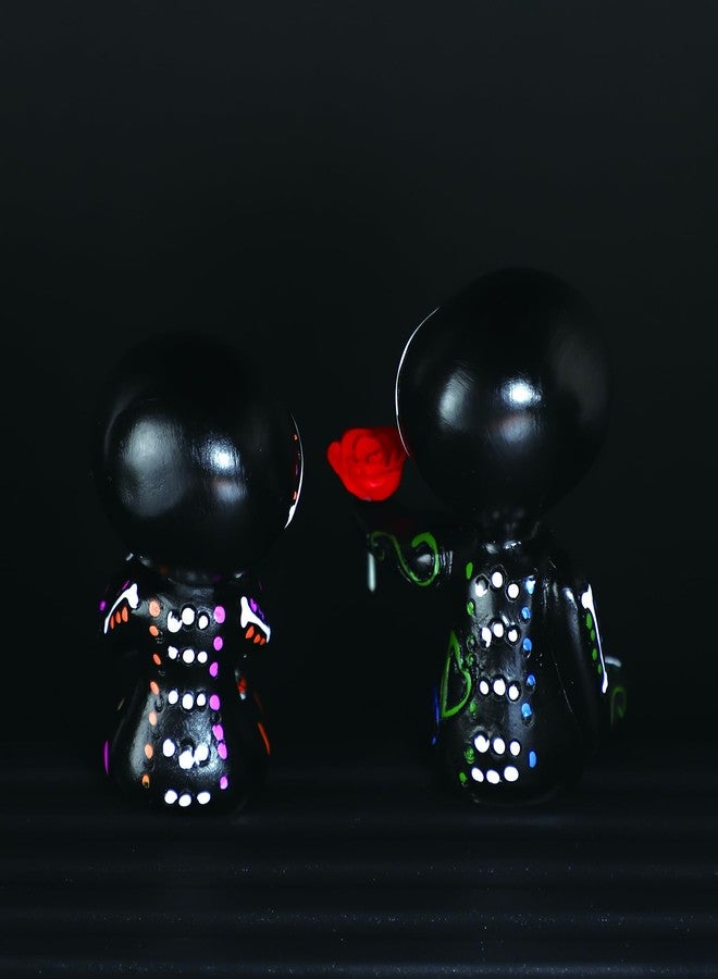 ROTEL Sugar Skull Decor Couple Statue,Gothic Mexican Decor for Home Kitchen Bookshelf Figurine,Dia De Los Muertos Decorations Gifts for Women,Halloween Decortion Alebrijes Adornos Para Sala Modernos Cuartos - Image 3