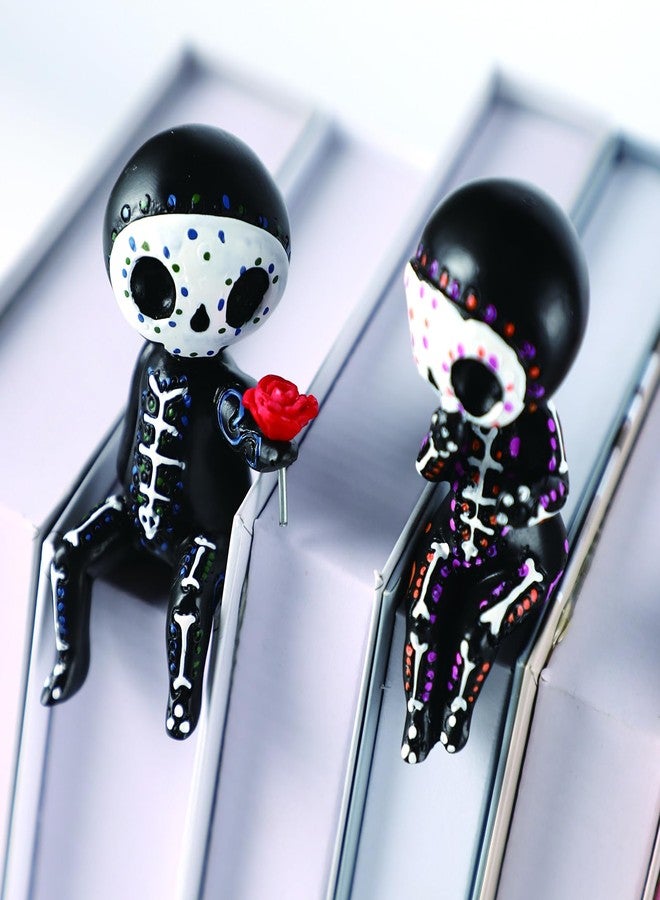 ROTEL Sugar Skull Decor Couple Statue,Gothic Mexican Decor for Home Kitchen Bookshelf Figurine,Dia De Los Muertos Decorations Gifts for Women,Halloween Decortion Alebrijes Adornos Para Sala Modernos Cuartos - Image 2