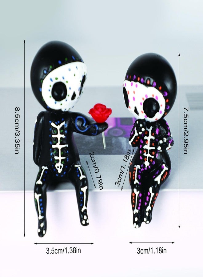 ROTEL Sugar Skull Decor Couple Statue,Gothic Mexican Decor for Home Kitchen Bookshelf Figurine,Dia De Los Muertos Decorations Gifts for Women,Halloween Decortion Alebrijes Adornos Para Sala Modernos Cuartos - Image 5