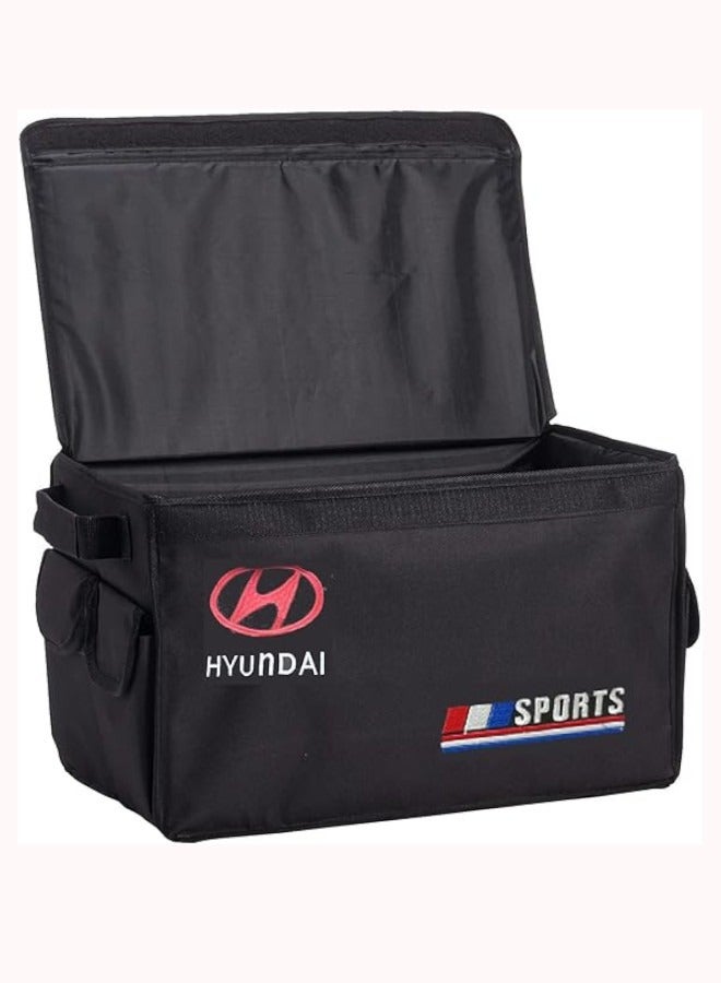 Generic Foldable Trunk Organizer Storage Box, with Small Pockets, Cargo Container Compartments, Shoe Organizer, Black - Multi Colors (Hyundai)  - Image 1