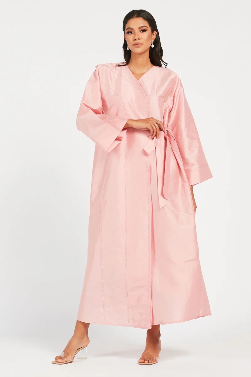 Moistreet Tie-Up Belt Wrap Style Abaya