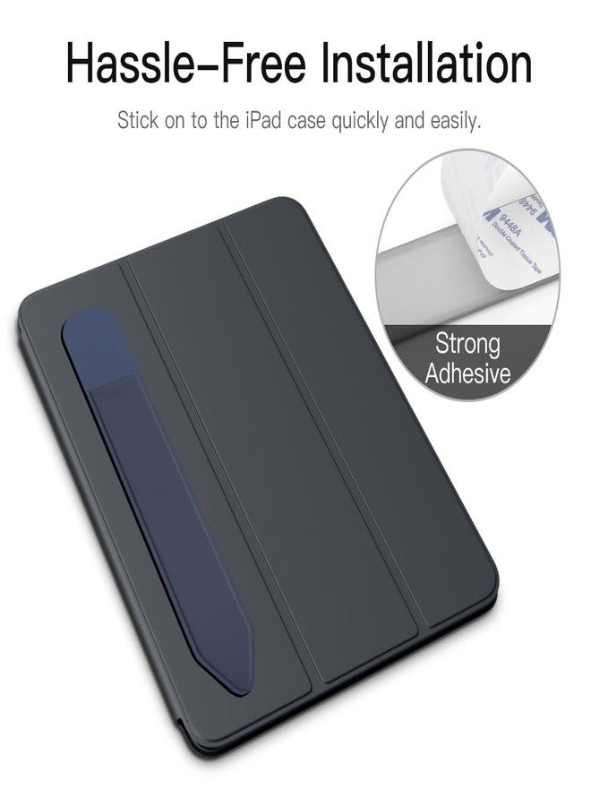 MoKo Pencil Holder Sticker Fit Apple Pencil Pro, iPencil USB-C, Apple Pencil 1st/2nd Generation, Elastic Pencil Pocket Pouch Adhesive Sleeve Attached to iPad Case for Stylus Pens, Navy+Sky Blue - Image 4