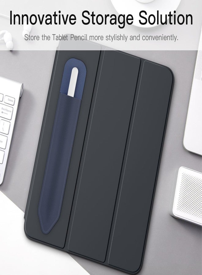 MoKo Pencil Holder Sticker Fit Apple Pencil Pro, iPencil USB-C, Apple Pencil 1st/2nd Generation, Elastic Pencil Pocket Pouch Adhesive Sleeve Attached to iPad Case for Stylus Pens, Navy+Sky Blue - Image 3