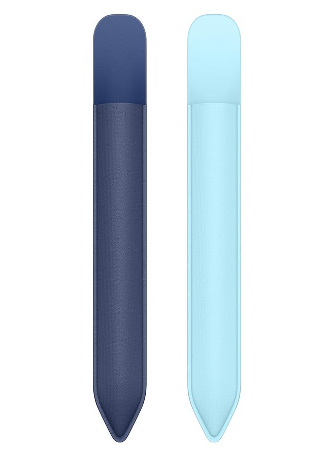 MoKo Pencil Holder Sticker Fit Apple Pencil Pro, iPencil USB-C, Apple Pencil 1st/2nd Generation, Elastic Pencil Pocket Pouch Adhesive Sleeve Attached to iPad Case for Stylus Pens, Navy+Sky Blue - Image 1