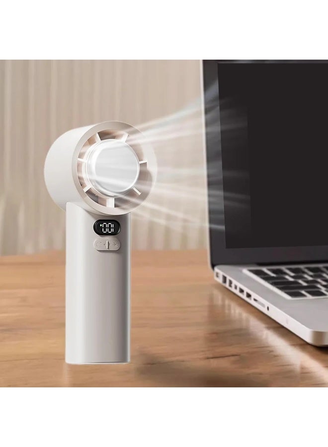 مروحة توربين محمولة عالية السرعة بمحرك توربو قوي مع بطارية USB قابلة للشحن وشاشة LED رقمية لمستوى البطارية وتحكم متعدد السرعات — مروحة شخصية مصغرة للتبريد الفوري للخارج والسفر والرياضة والمكتب والمنزل - Image 3