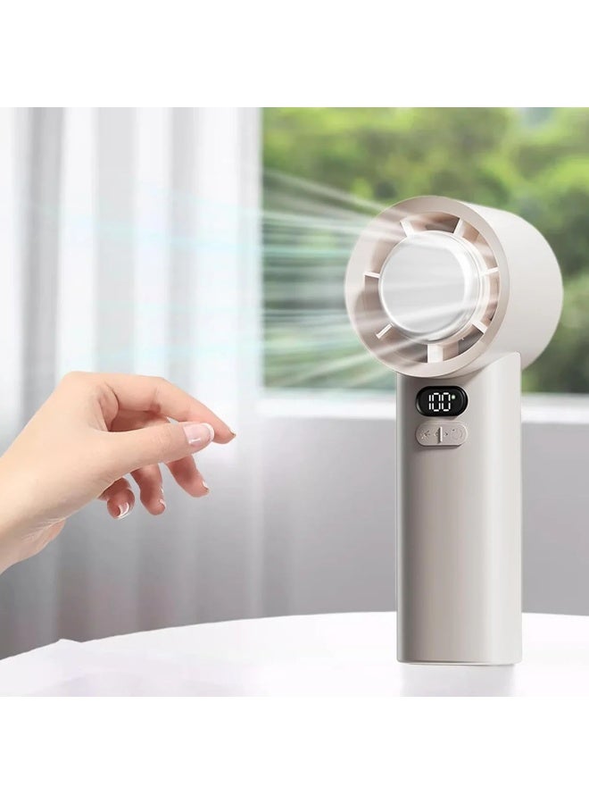 مروحة توربين محمولة عالية السرعة بمحرك توربو قوي مع بطارية USB قابلة للشحن وشاشة LED رقمية لمستوى البطارية وتحكم متعدد السرعات — مروحة شخصية مصغرة للتبريد الفوري للخارج والسفر والرياضة والمكتب والمنزل - Image 1