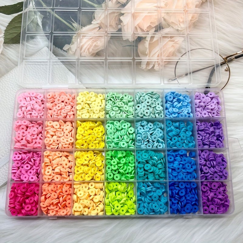مجموعة DIY مكونة من 28 شبكة خرز قوس قزح بحجم 6 مم لصنع الأساور والحلي والأعمال اليدوية - Image 1