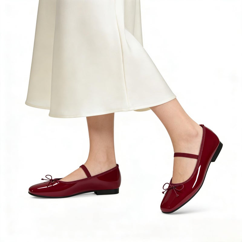StillFancxy Ballet Flats with Bow Square Toe Ballerina Flats Slip on Bowknot Flat Shoes for Women Dressy Comfortable - Image 2