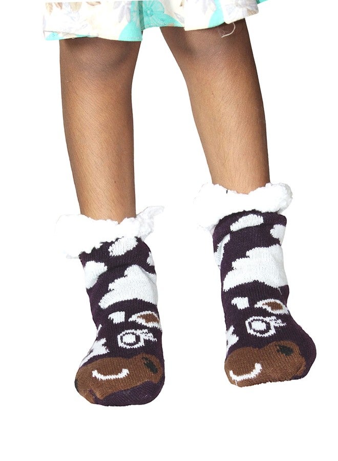 KETKAR Baby Boys/Girls/Infants Winter Warm Socks Gentle Grip Thermal Animated Cartoon Design_Pack OF 01_Sck002(3-7 Years,Black) - Image 1