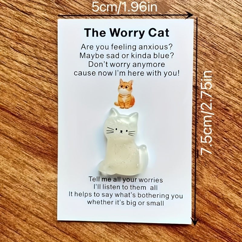 1pc White Glitter Rainbow Cat Pocket Hug Card Emotional Support Gift For Friends Family - Image 3