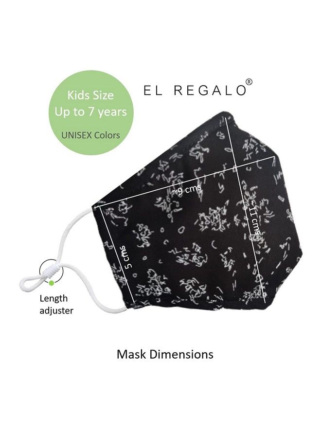 El Regalo Kids Adjustable Cotton Face Masks ; Cotton Adjustable Headband Loop Face Masks For Children ; Cotton Washable Breathable & Reusable Face Masks For Kids/Children (Made In India) (5)  - Image 3