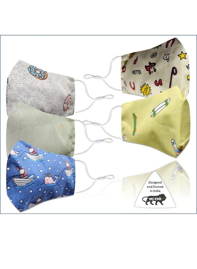 El Regalo Kids Adjustable Cotton Face Masks ; Cotton Adjustable Headband Loop Face Masks For Children ; Cotton Washable Breathable & Reusable Face Masks For Kids/Children (Made In India) (5)  - Image 4