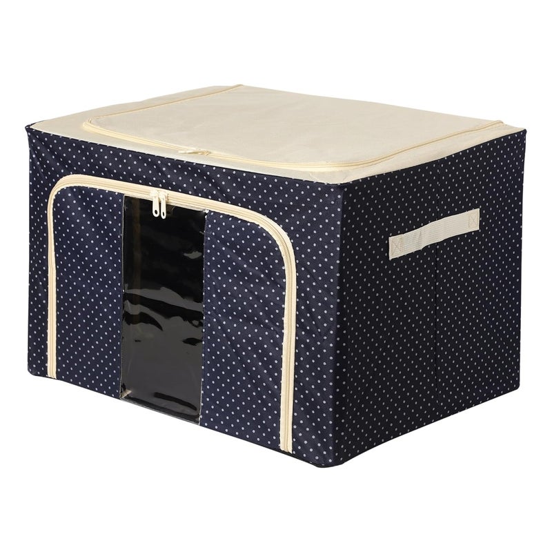 BluBasket Storage Box for Clothes Wardrobe Organizer with Zipper Transparent Window Unbreakable Storage Bag Moisture Proof Suitcase Clothes Cover for Saree 66 LTR Pack of 1 Multicolor - Image 1