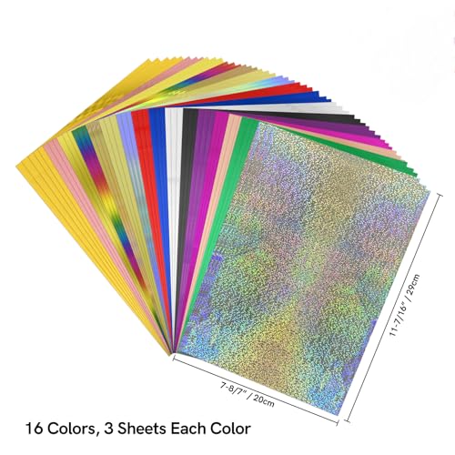 BAOFALI 100 Sheets 20x29cm Colors Hot Foil Paper Toner Reactive Foil Hot Stamping Foil Paper by Laser Printer and Laminator for Scrapbooking Craft Card Making DIY Album Decoration （ 16 Colors） - Image 4