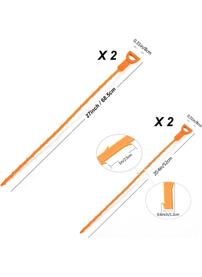 Premify Hair Drain Clog Remover, Drain Clean Equipment, Auger Type Cleaning Tool, 20 Inch Drain Clean Remover For Sinks Tubs And Showers, Pack Of 4 (2  Pieces 69Cm, 2 Pieces 51Cm)  - Image 2