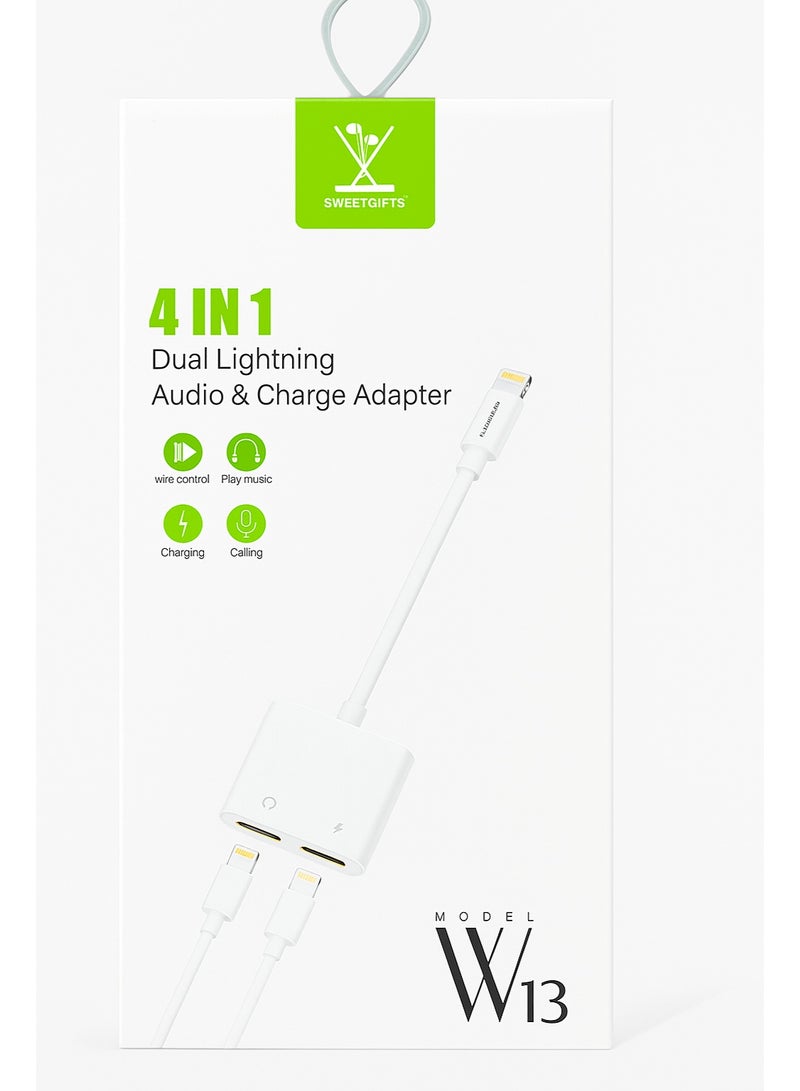 SWEETGIFTS Lightning Male to Dual Lightning Female Adapter, Charging and Audio, White, 10cm  - Image 5