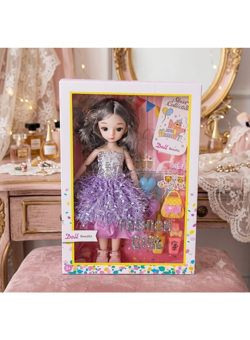 Elegant Kids Doll with Handbag and Accessories - Complete Girls' Play Set - Fashion Doll for Kids - Fashion Doll for Girls - Girls' Fashion Doll - Fashion Doll with Elegant Dress - Kids Doll with Dress and Handbag - Girls' Doll with Dress and Accessories - Fashion Doll with Long Hair - Dress-Up Doll for Girls - Doll with Hair for Styling - Doll with Handbag - Doll with Accessories - Fashion Doll Set - Girls' Doll Play Set - Girls' Toy Set - Elegant Doll for Kids - Princess Doll for Girls - Princess Doll with Beautiful Dress - Doll with Shiny Dress - Doll with Sparkly Dress - Lavender Dress Doll - Cute Girls' Doll - Image 1