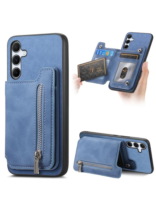 S-TOP Case For Samsung Galaxy A34 5G Retro MagSafe Zipper Wallet Card Bag Back Phone Case - Image 1