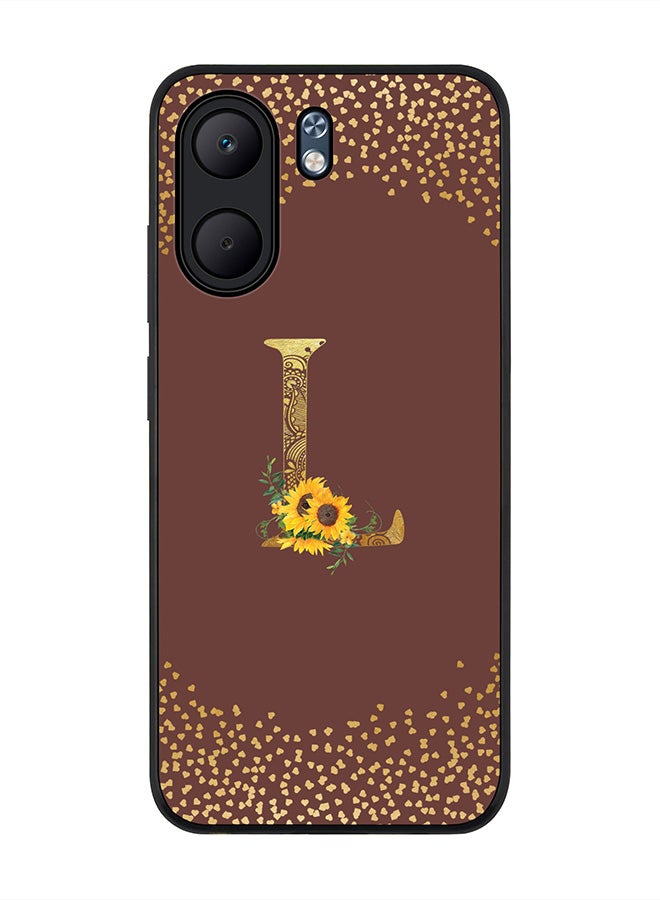 Stylizedd For Oppo A5x 5G / A5x 4G Case,Slim fit Camera Protection, Shockproof Thin Phone cover  - Custom Floral Monogram - L  (Brown )