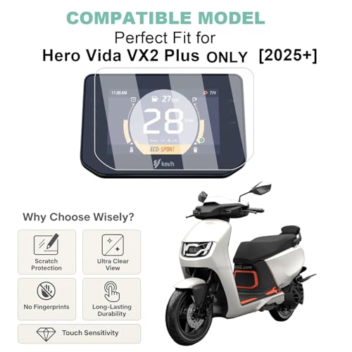 Wisely Pack 2 - Screen Guard for Hero Vida VX2 Plus |2025+| Electric Scooter - TFT Display Digital Meter Protector - HD Clear, Full Cover - Easy Installation Kit - VidaVX2 EV Scooty Accessories - Image 2