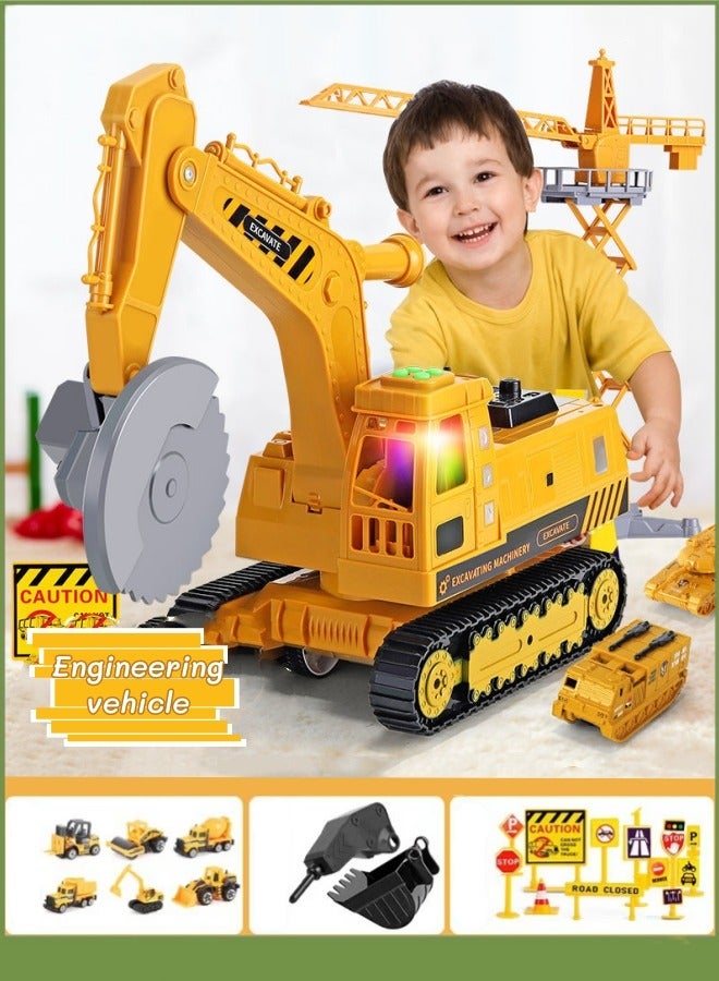 Take Apart Construction Truck Toys For Kids,Construction Vehicles Toy Set,Educational Engineering Toys Gift With Sounds And Lights,With Crane,Excavator,Alloy Cars,Road Signs,For Boys Girls(Birthday,Holiday)  - Image 1