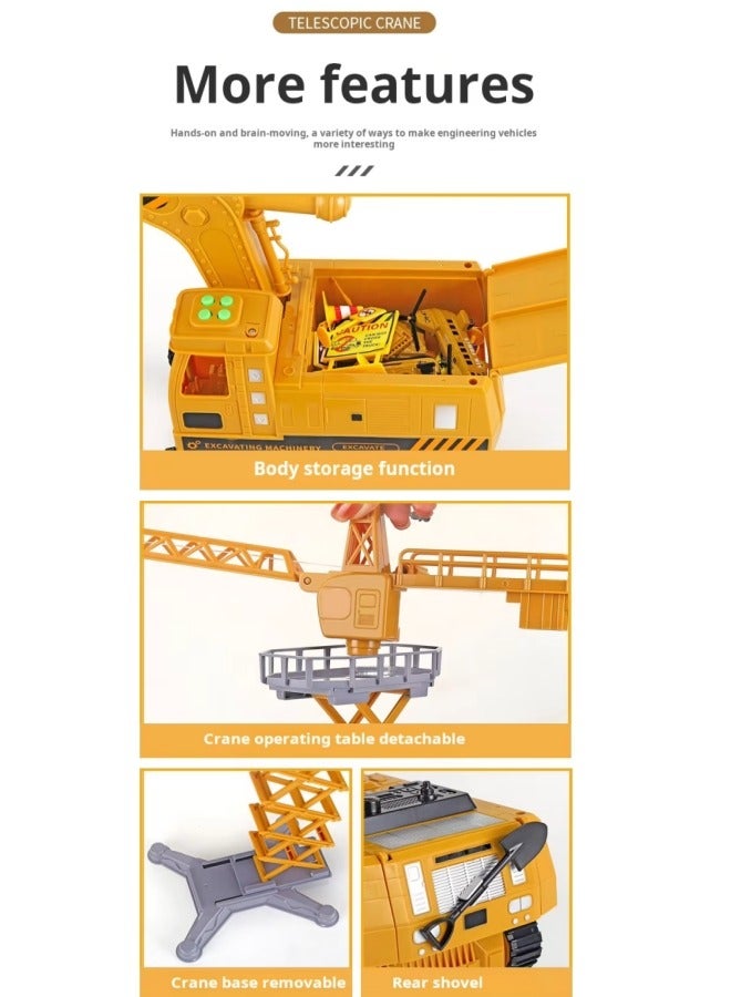 Take Apart Construction Truck Toys For Kids,Construction Vehicles Toy Set,Educational Engineering Toys Gift With Sounds And Lights,With Crane,Excavator,Alloy Cars,Road Signs,For Boys Girls(Birthday,Holiday)  - Image 5