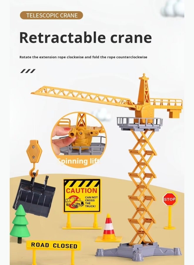 Take Apart Construction Truck Toys For Kids,Construction Vehicles Toy Set,Educational Engineering Toys Gift With Sounds And Lights,With Crane,Excavator,Alloy Cars,Road Signs,For Boys Girls(Birthday,Holiday)  - Image 3